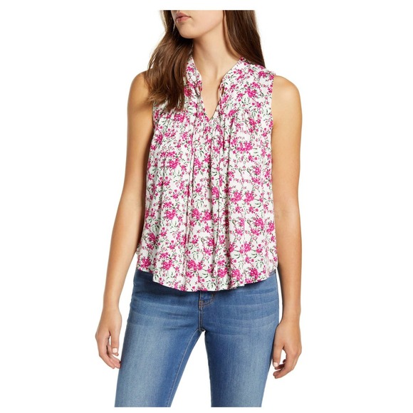 Gibson Motherchic Boardwalk Tie Neck Top NWT XS - Picture 1 of 2